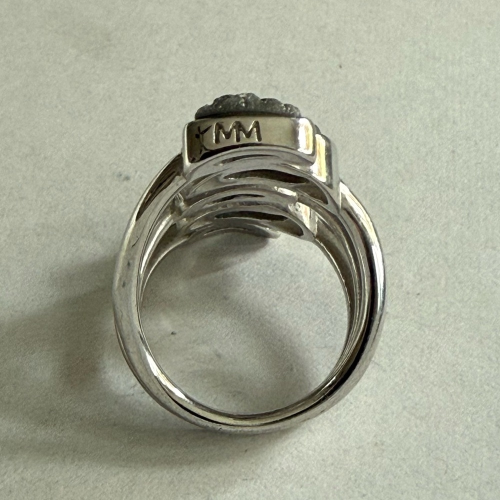 Marcia Moran Marlo Multi Stone Ring Titanium Druzy With Rhodium Size 7 $237 - Picture 5 of 8